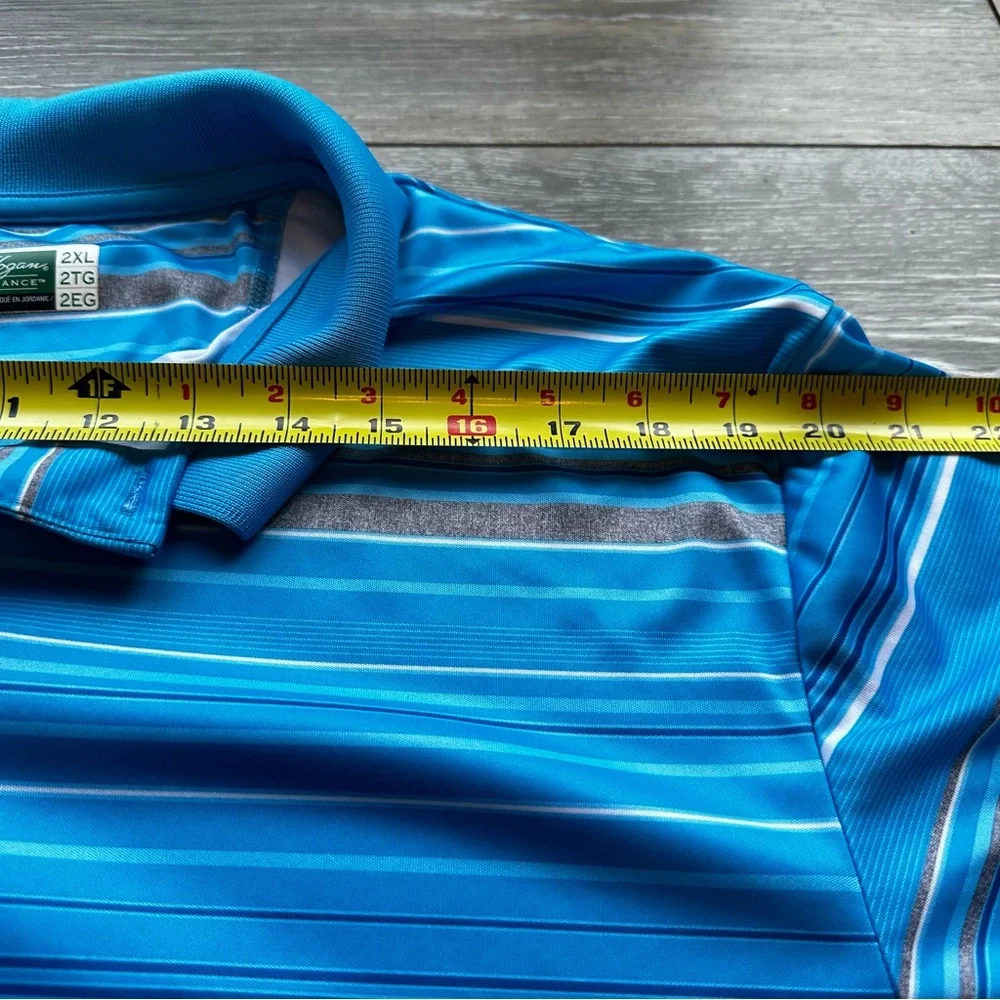 Ben Hogan Men's Blue Stacked Stripe Short Sleeve Golf Polo Shirt Size 2XL‎